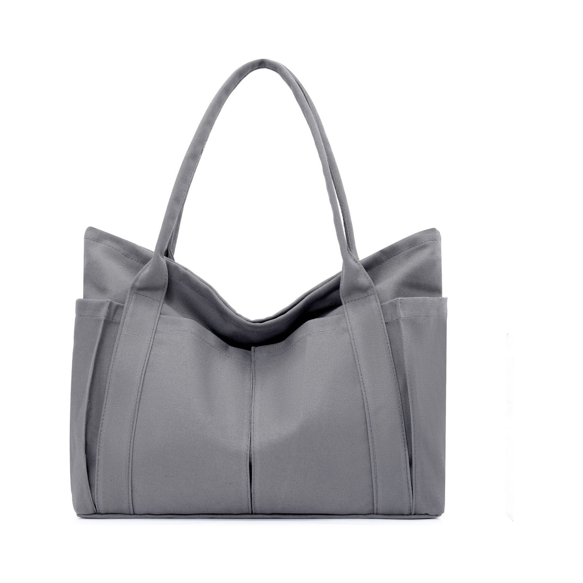 Canvas Tote Bag with Multi-Pockets – Tote Fully Customizable Logo & Print (view 5) — custom bag manufacturing by Kaishi Bag Factory