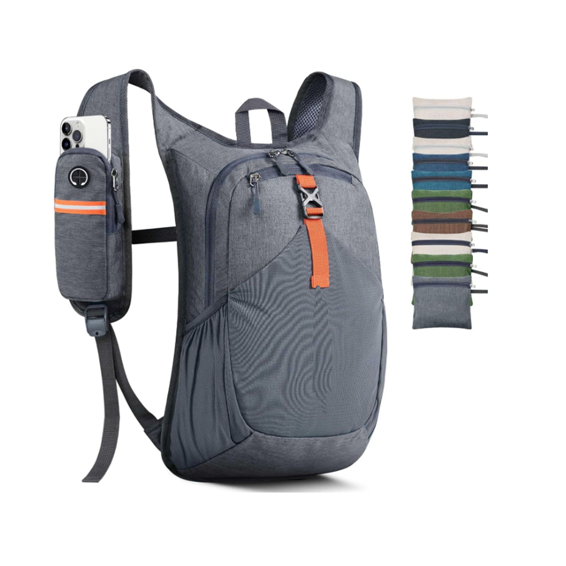Custom Foldable Outdoor Backpack – 15L Packable Daypack with Phone Pouch (view 2) — custom outdoor backpack by Kaishi Bag Factory