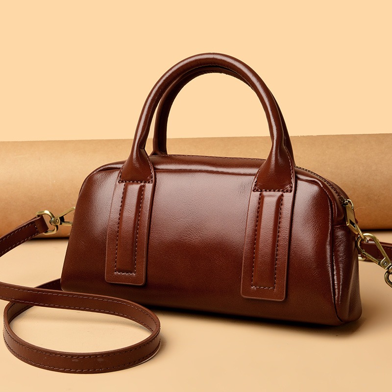 Custom Mini Leather Satchel Bag – Compact Handbag with Shoulder Strap (view 4) — custom leather bag manufacturing by Kaishi Bag Factory