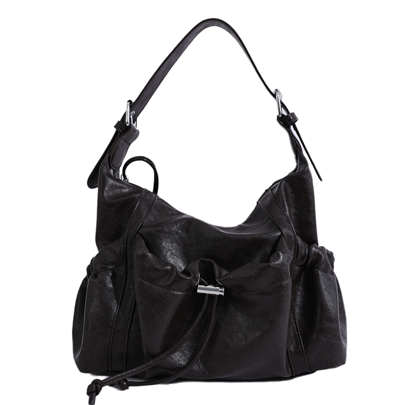 Custom PU Leather Hobo Bag – Slouchy Shoulder Bag with Knot Detail (view 3) — custom bag manufacturing by Kaishi Bag Factory