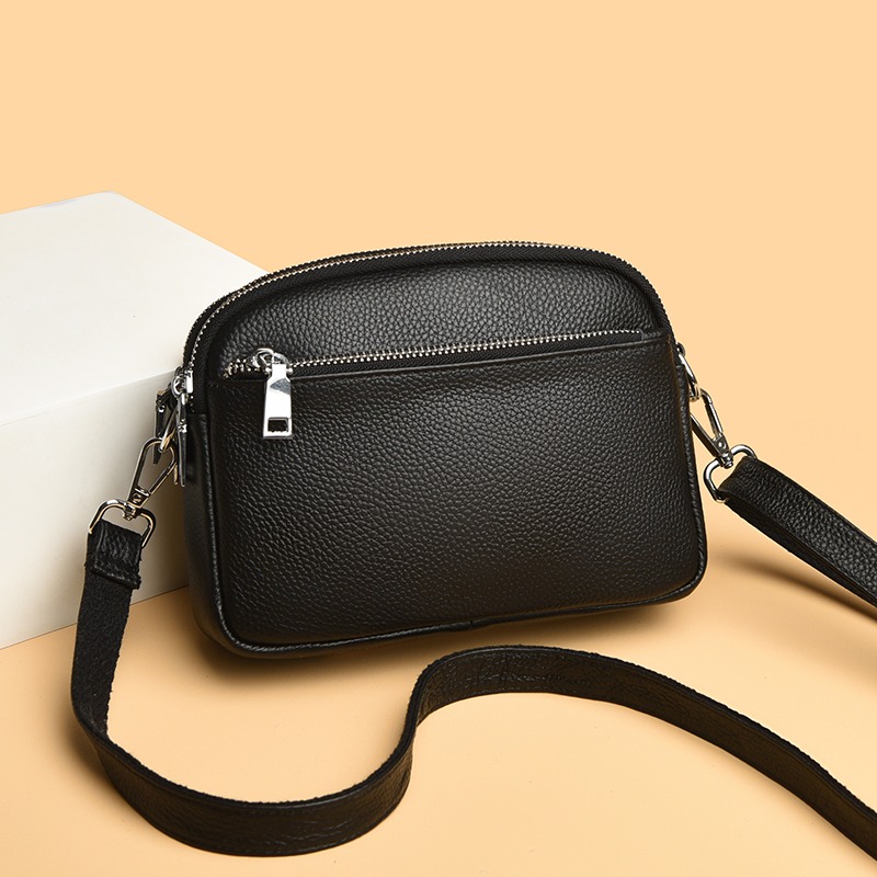 Custom Leather Camera Bag – Multi-Zip Crossbody Shoulder Bag — custom leather bag manufacturing by Kaishi Bag Factory