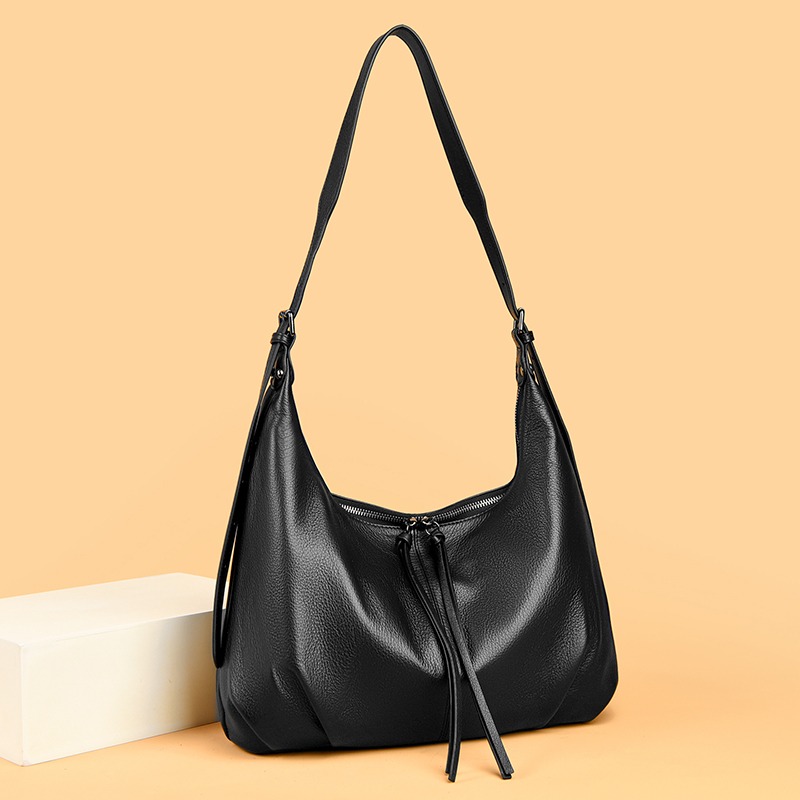 Custom Slouchy Leather Shoulder Bag – Drawstring Hobo Bag — custom leather bag manufacturing by Kaishi Bag Factory