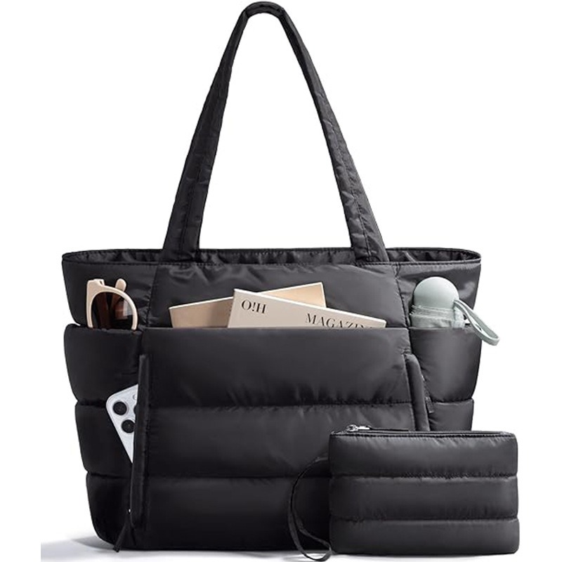 Custom Horizontal Quilted Tote – Water-Resistant Commuter Bag — custom tote bag manufacturing by Kaishi Bag Factory