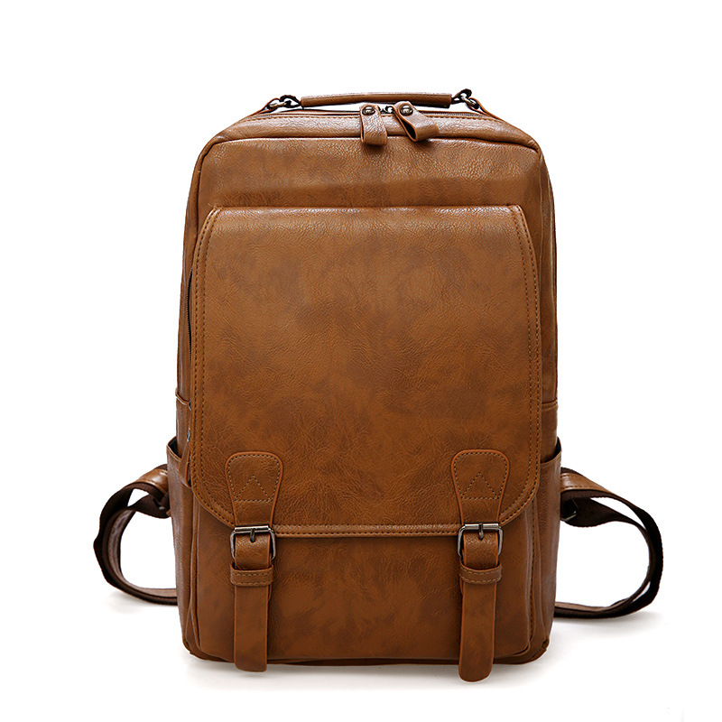 Custom Leather-Look Laptop Backpack – Vintage Business Rucksack — custom laptop backpack manufacturing by Kaishi Bag Factory