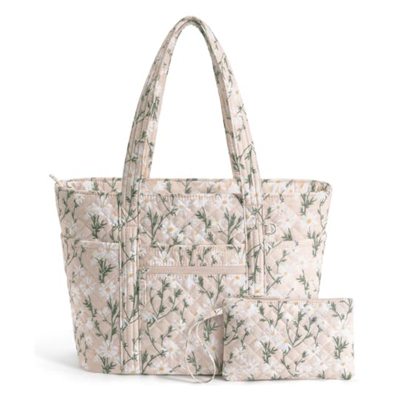 Custom Leopard Print Quilted Tote – Puffer Bag with Zip Pouch (view 5) — custom tote bag manufacturing by Kaishi Bag Factory