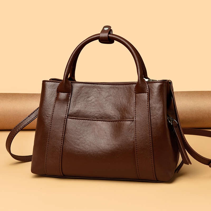 Custom Leather Satchel Bag – Top-Handle Handbag with Zip Top (view 4) — custom leather bag manufacturing by Kaishi Bag Factory