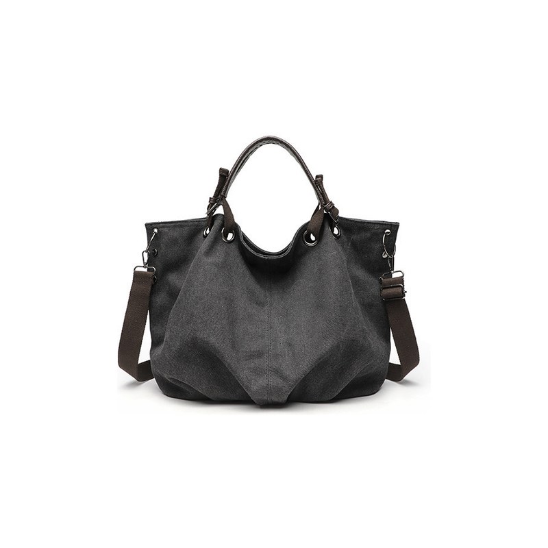 Canvas Hobo Shoulder Bag – Large Capacity Slouchy Tote with PU & Adjustable Strap (view 4) — custom bag manufacturing by Kaishi Bag Factory