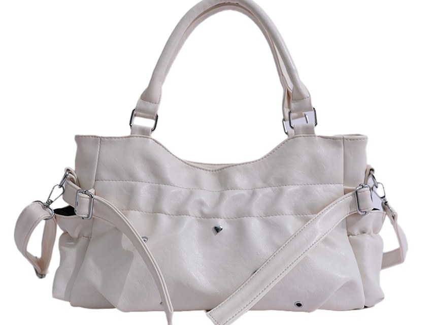 Custom PU Leather Hobo Bag – Ruched Shoulder Bag with Heart Detail (view 4) — custom bag manufacturing by Kaishi Bag Factory
