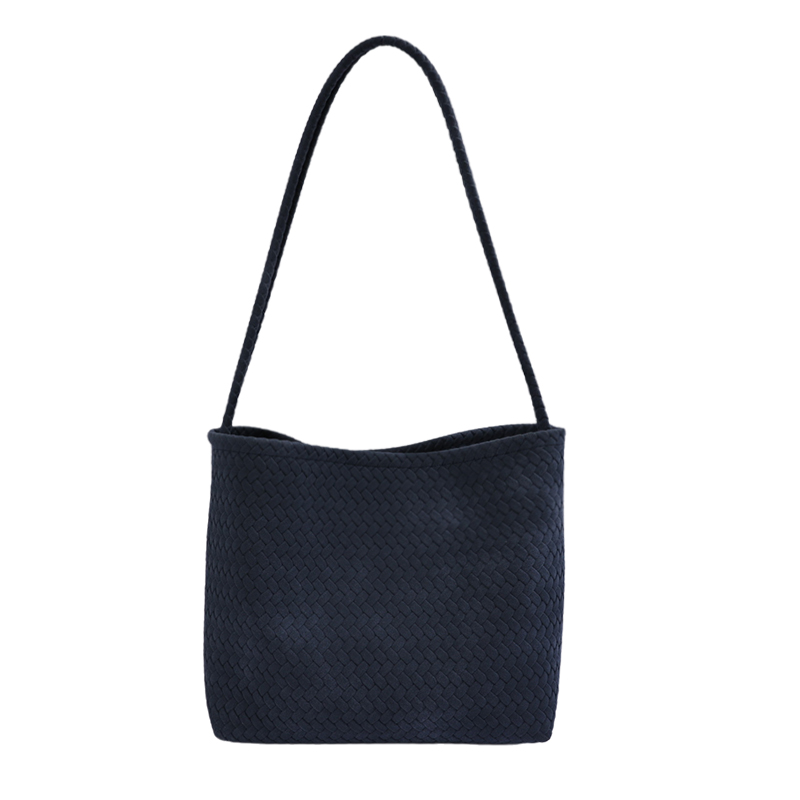 Custom Woven Suede-Look Bag – Slouchy Shoulder Bag (view 2) — custom bag manufacturing by Kaishi Bag Factory