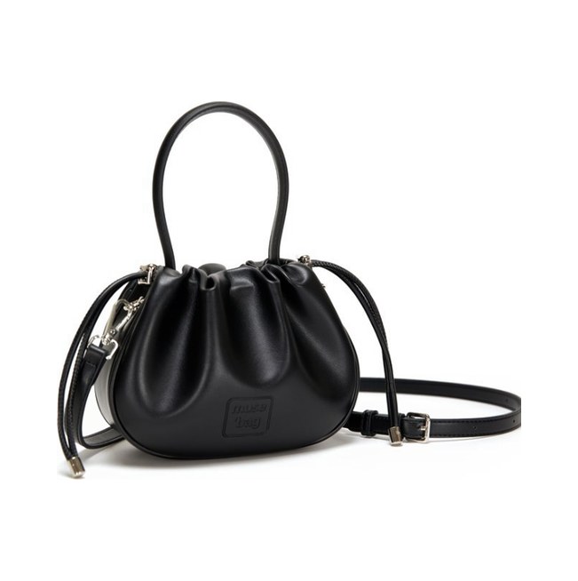 PU Leather Mini Drawstring Tote Bag – Ruched Handbag with Top Handle & Strap — custom bag manufacturing by Kaishi Bag Factory