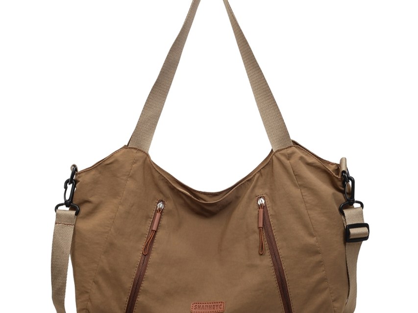 Custom Nylon Hobo Bag – Multi-Zip Shoulder Bag with Adjustable Strap (view 3) — custom bag manufacturing by Kaishi Bag Factory