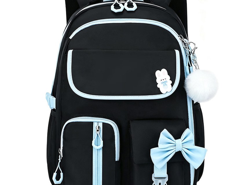 Custom School Backpack 3-Piece Set – Bow Detail with Lunch Bag and Pencil Case (view 3) — custom school backpack by Kaishi Bag Factory