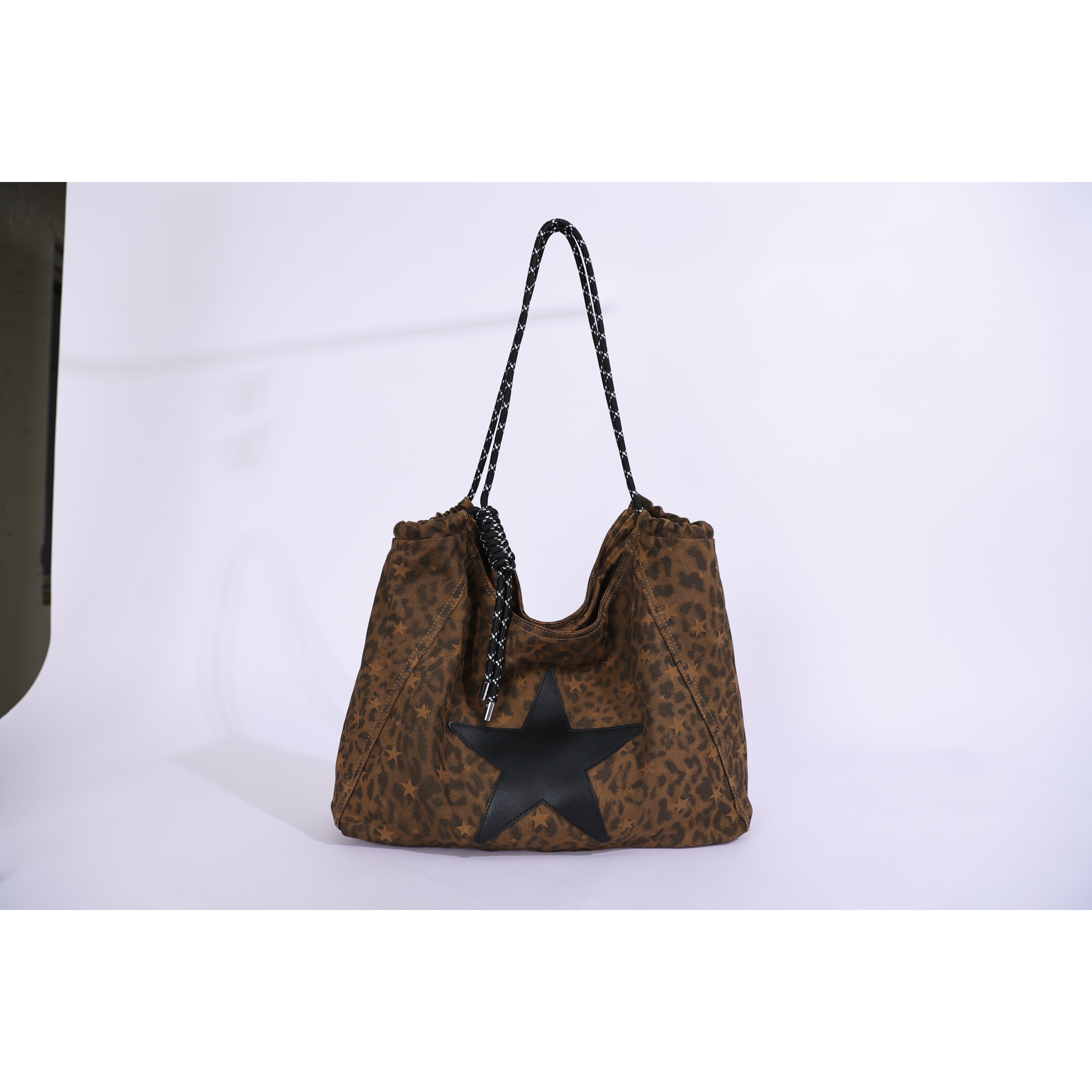Custom Suede-Look Tote Bag – Shoulder Tote with Star Applique — custom bag manufacturing by Kaishi Bag Factory