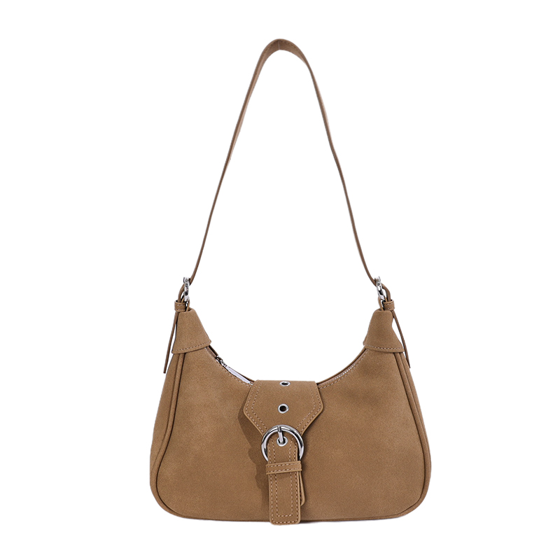 Custom Suede-Look Hobo Bag – Soft Shoulder Bag with Metal Ring (view 4) — custom bag manufacturing by Kaishi Bag Factory