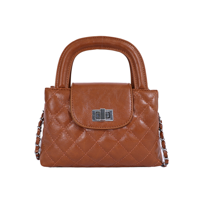 Custom Quilted PU Leather Tote Bag – Top-Handle Handbag with Clasp — custom bag manufacturing by Kaishi Bag Factory