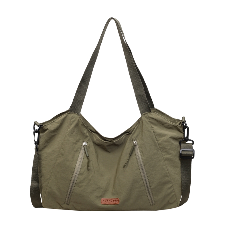 Custom Nylon Hobo Bag – Multi-Zip Shoulder Bag with Adjustable Strap (view 4) — custom bag manufacturing by Kaishi Bag Factory
