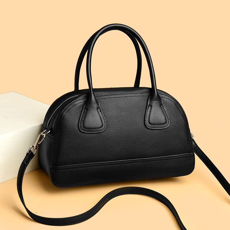 Custom Leather Bowling Bag – Rounded Handbag with Zip Top — custom leather bag manufacturing by Kaishi Bag Factory
