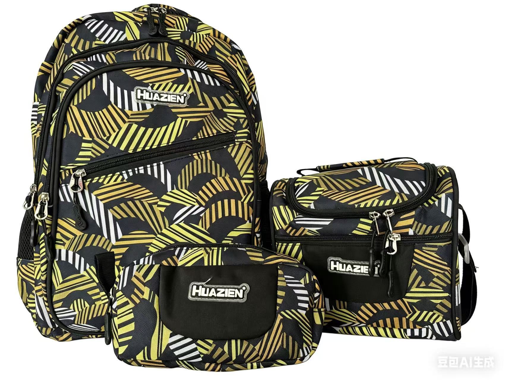 Custom School Backpack 3-Piece Set – Printed Daypack with Lunch Bag and Pencil Case (view 5) — custom school backpack by Kaishi Bag Factory