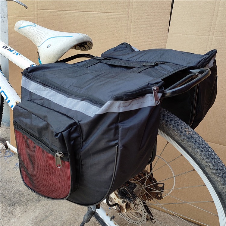 Custom Bike Pannier Bag – Rear Rack Cargo Bag with Rain Cover (view 3) — custom cycling bag manufacturing by Kaishi Bag Factory