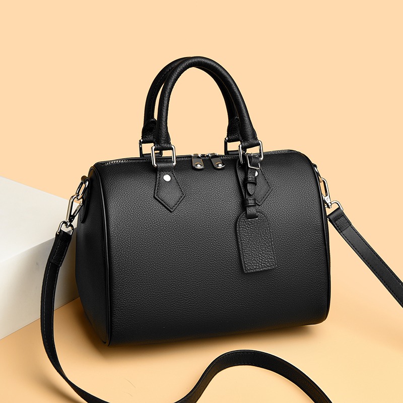 Custom Structured Leather Satchel Bag – Zip-Top Handbag with Shoulder Strap (view 2) — custom leather bag manufacturing by Kaishi Bag Factory