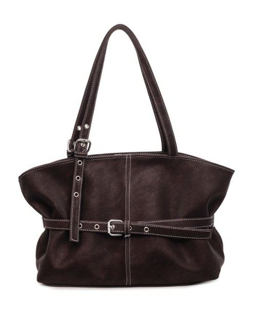 Suede & PU Leather Tote Shoulder Bag – Classic Large Capacity with Belt Accent — custom bag manufacturing by Kaishi Bag Factory