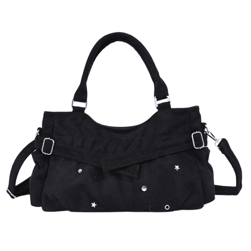 Custom PU Leather Satchel Bag – Structured Handbag with Buckle Straps (view 4) — custom bag manufacturing by Kaishi Bag Factory