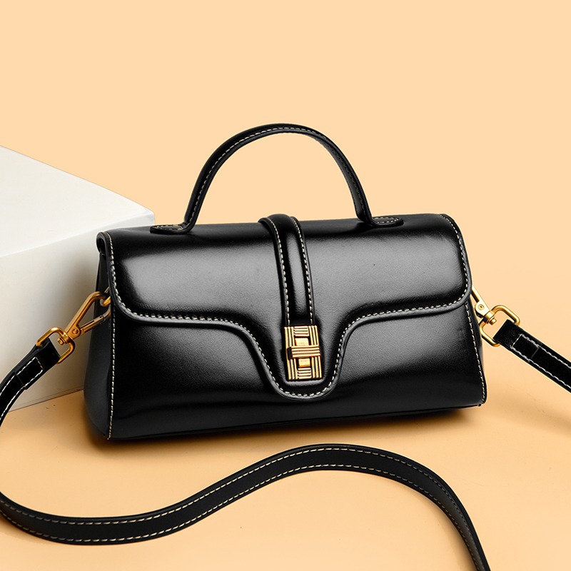 Custom Leather Top-Handle Bag – Structured Handbag with Gold Clasp — custom leather bag manufacturing by Kaishi Bag Factory