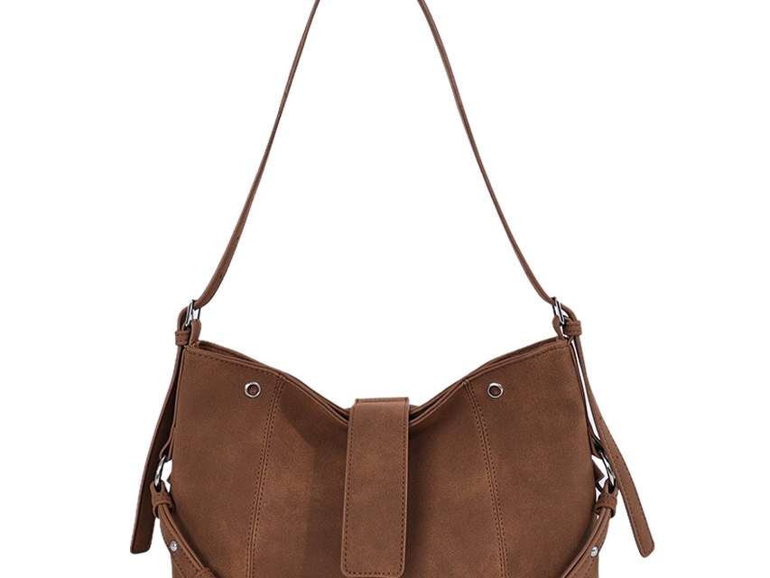 Custom Suede-Look Hobo Bag – Shoulder Bag with Buckle Detail (view 3) — custom bag manufacturing by Kaishi Bag Factory