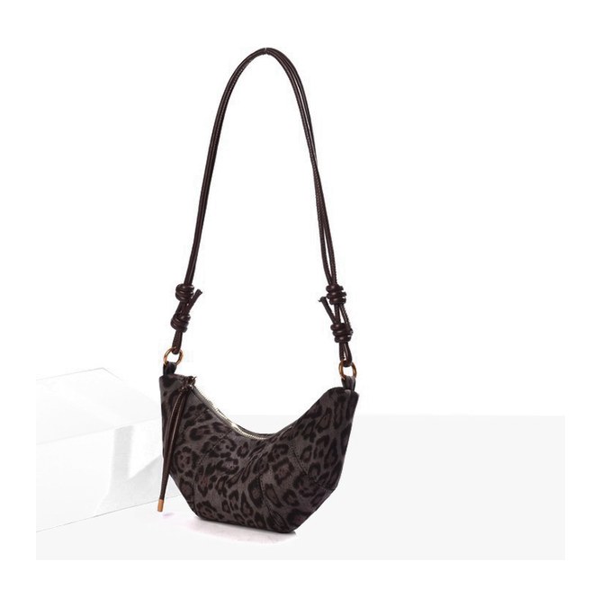 PU Leather Horn-Shaped Shoulder Bag – Leopard Print Hobo Bag with Knotted Strap (view 2) — custom bag manufacturing by Kaishi Bag Factory