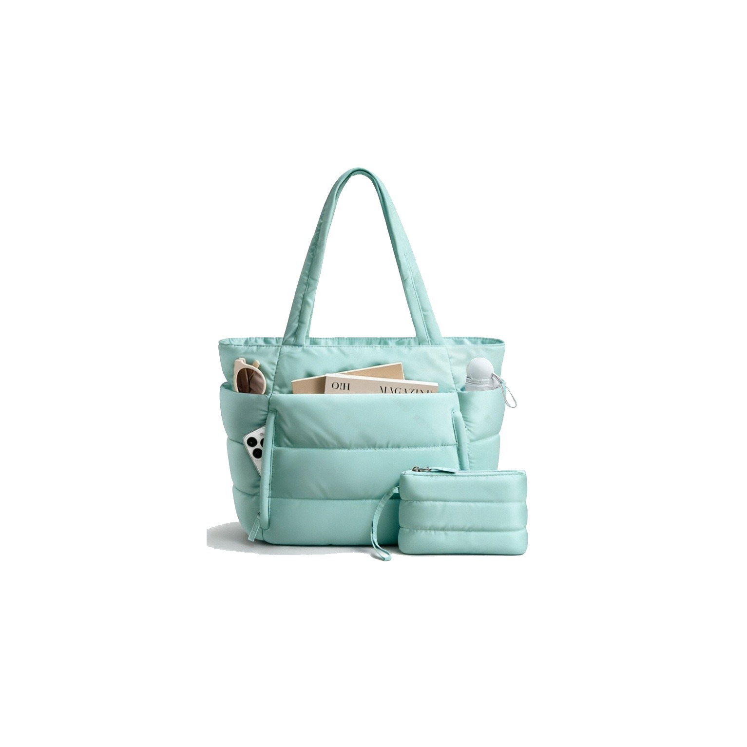 Custom Horizontal Quilted Tote – Water-Resistant Commuter Bag (view 5) — custom tote bag manufacturing by Kaishi Bag Factory