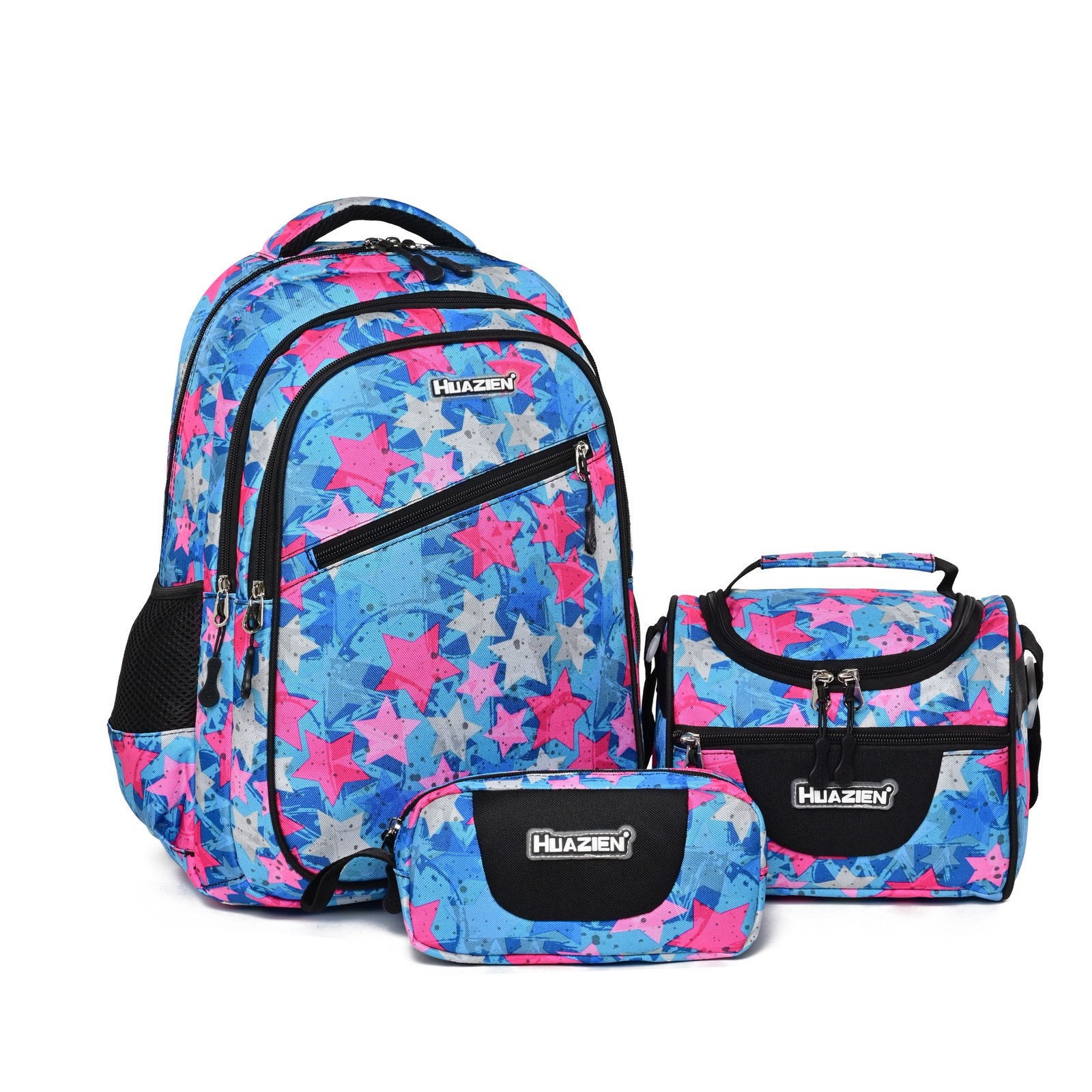 Custom School Backpack 3-Piece Set – Printed Daypack with Lunch Bag and Pencil Case (view 2) — custom school backpack by Kaishi Bag Factory