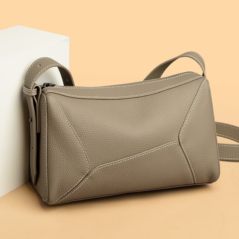 Custom Leather Messenger Bag – Slouchy Crossbody Bag with Adjustable Strap (view 3) — custom leather bag manufacturing by Kaishi Bag Factory