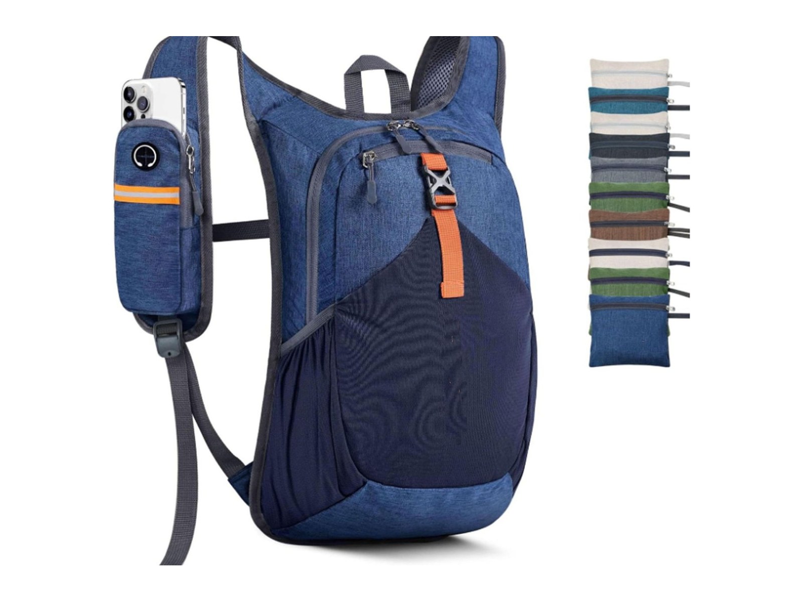 Custom Foldable Outdoor Backpack – 15L Packable Daypack with Phone Pouch (view 4) — custom outdoor backpack by Kaishi Bag Factory
