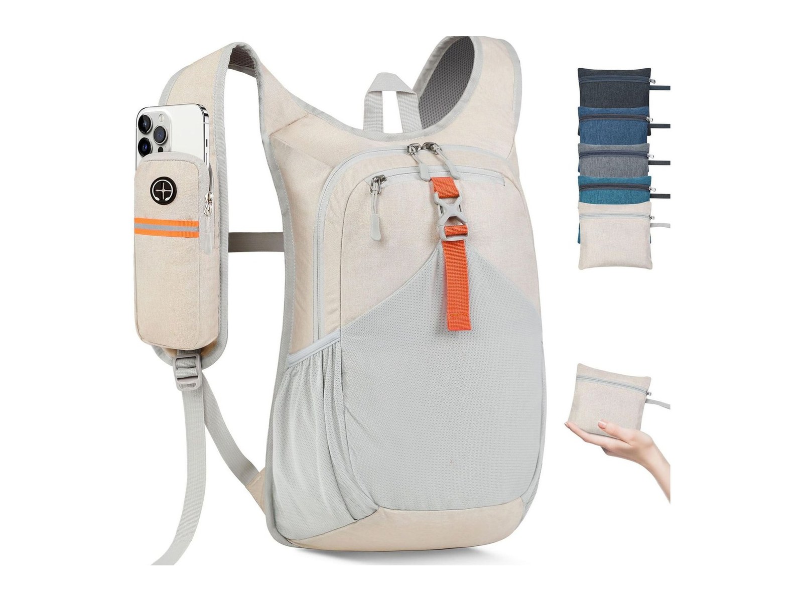 Custom Foldable Outdoor Backpack – 15L Packable Daypack with Phone Pouch — custom outdoor backpack manufacturing by Kaishi Bag Factory