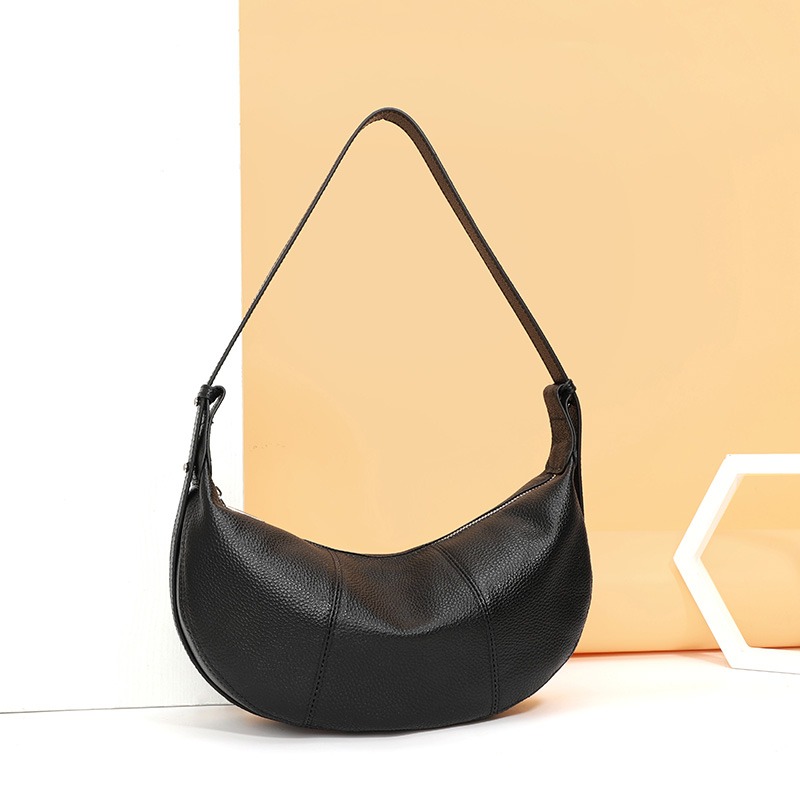 Custom Leather Hobo Shoulder Bag – Curved Bag with Single Strap — custom leather bag manufacturing by Kaishi Bag Factory