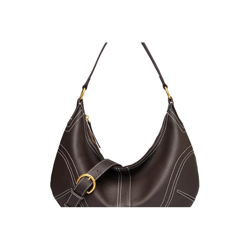 Custom Stitched Leather Hobo Bag – Slouchy Shoulder Bag with Contrast Stitching — custom leather bag manufacturing by Kaishi Bag Factory