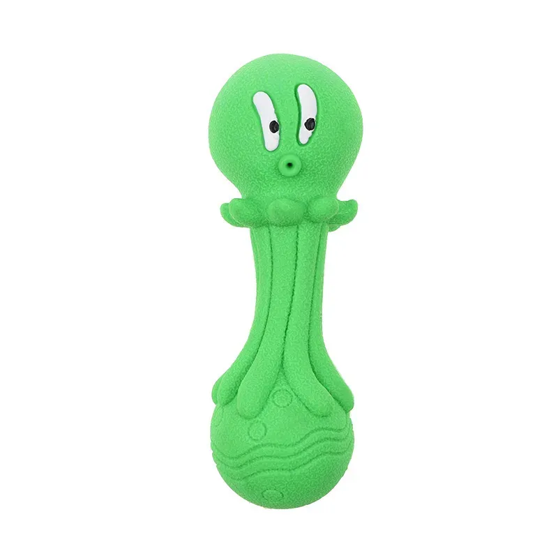 Green octopus-shaped rubber dental chew toy for small dogs
