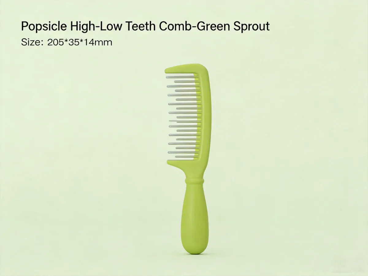 Green pet flea comb with fine steel teeth