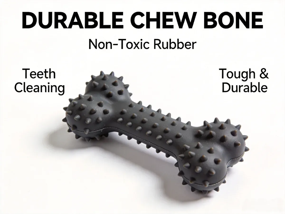 Black durable chew bone non-toxic rubber