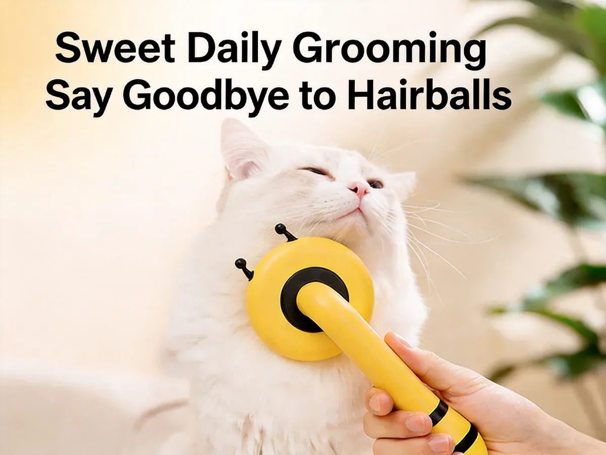 Self-cleaning slicker brush in use
