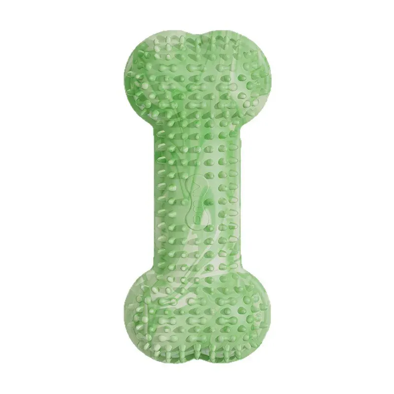 Durable TPR dog chew bone toy - green