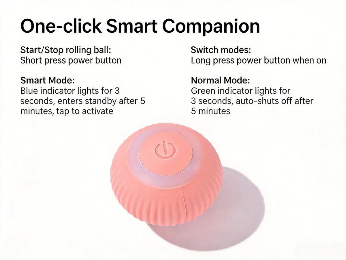 One-click smart companion guide for the rolling ball, shown with a pink ball