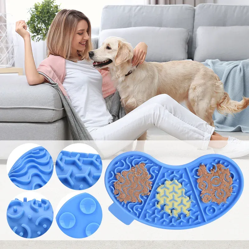 Silicone lick mat for dogs and cats with textured surfaces - textures