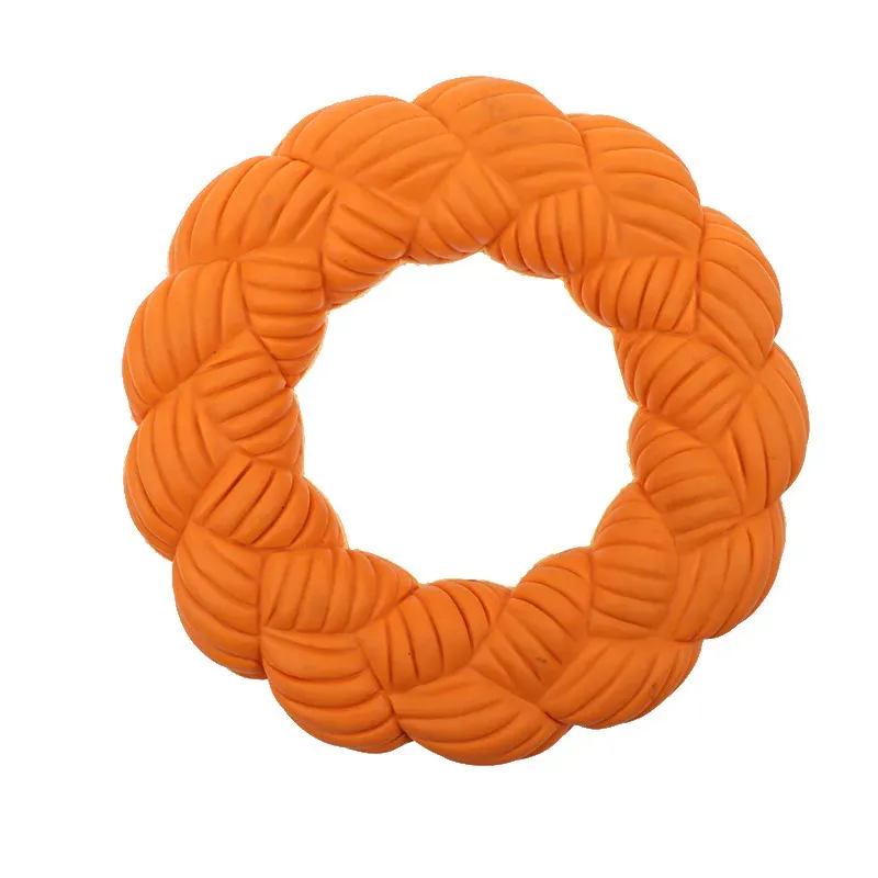 Orange twisted rope ring dog toy