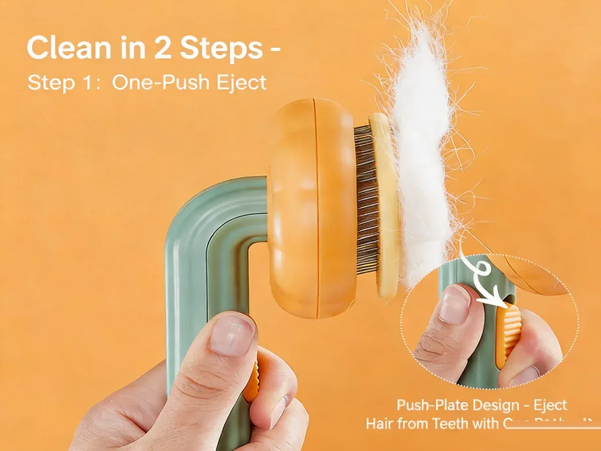 Pumpkin slicker brush one-push hair ejection