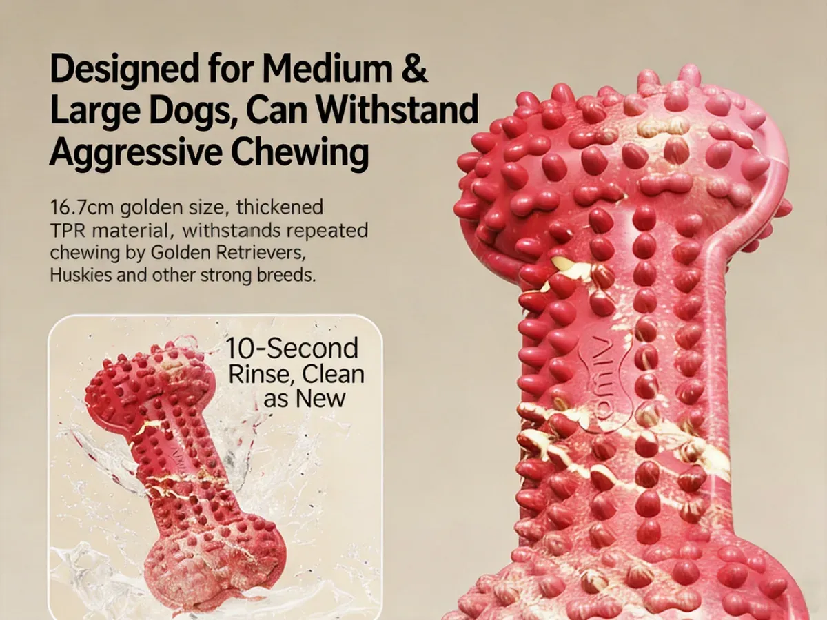 Red TPR chew bone marketing for strong breeds
