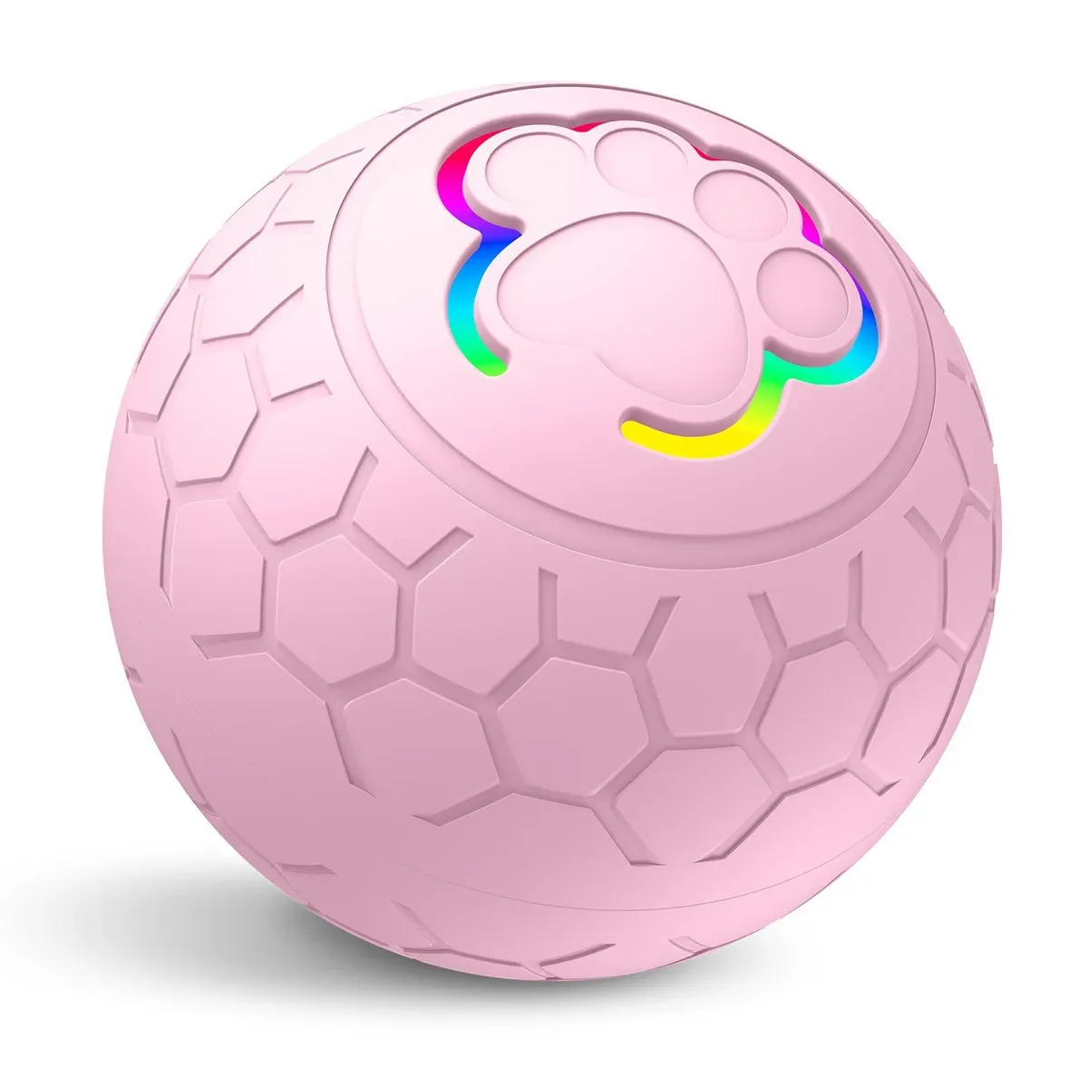 Pink smart LED bouncing pet ball