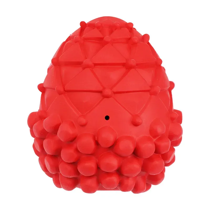 Red pinecone-shaped squeaky dog toy