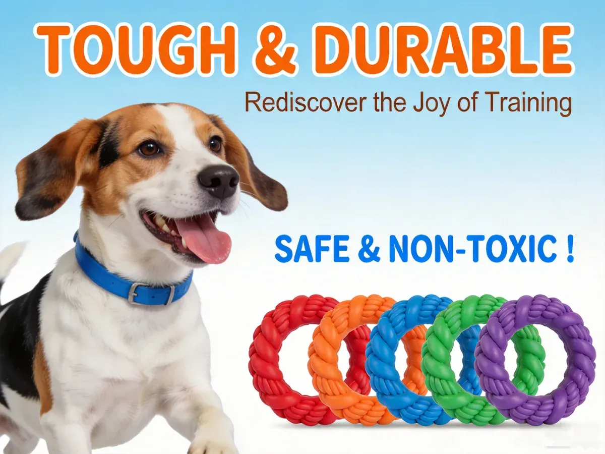 Tough durable toss ring tug toy with beagle
