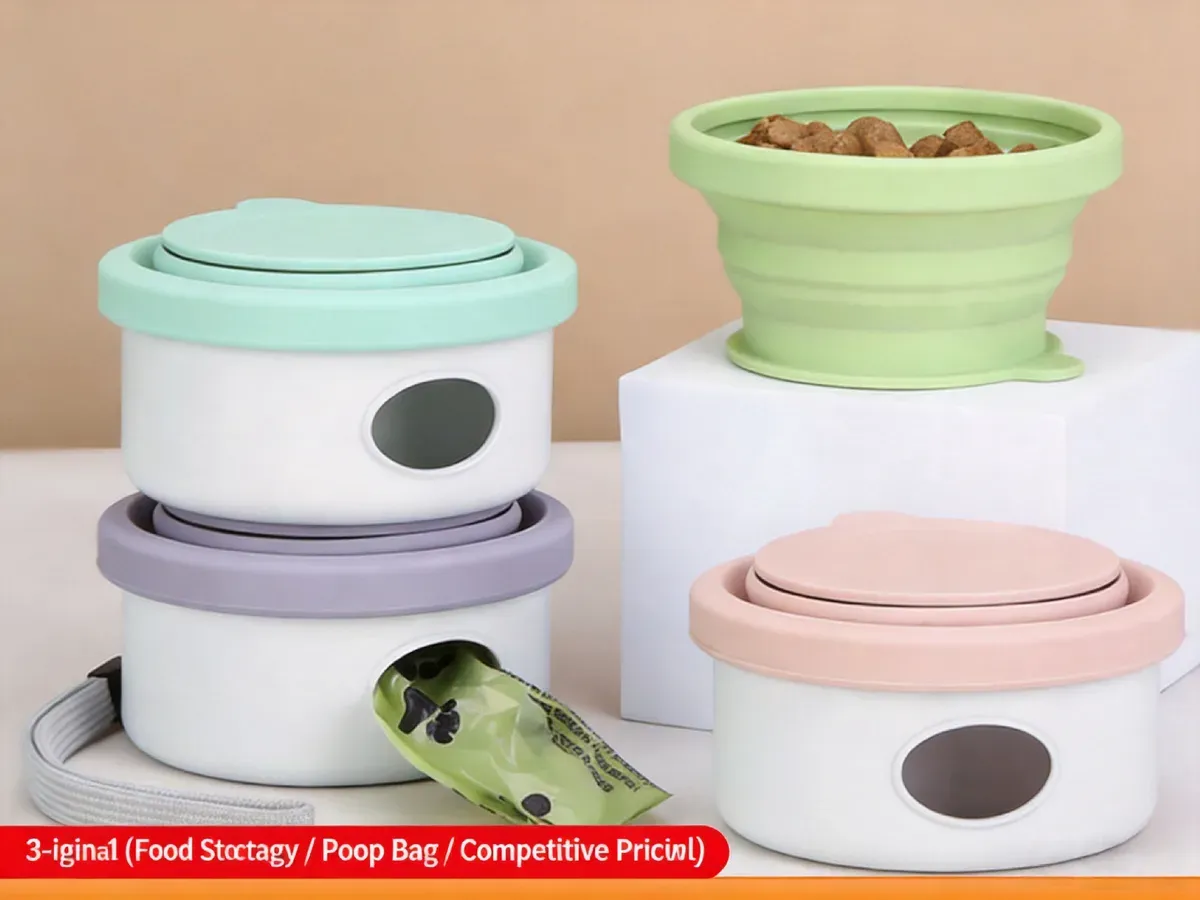 3-in-1 pet feeder lifestyle with corgi